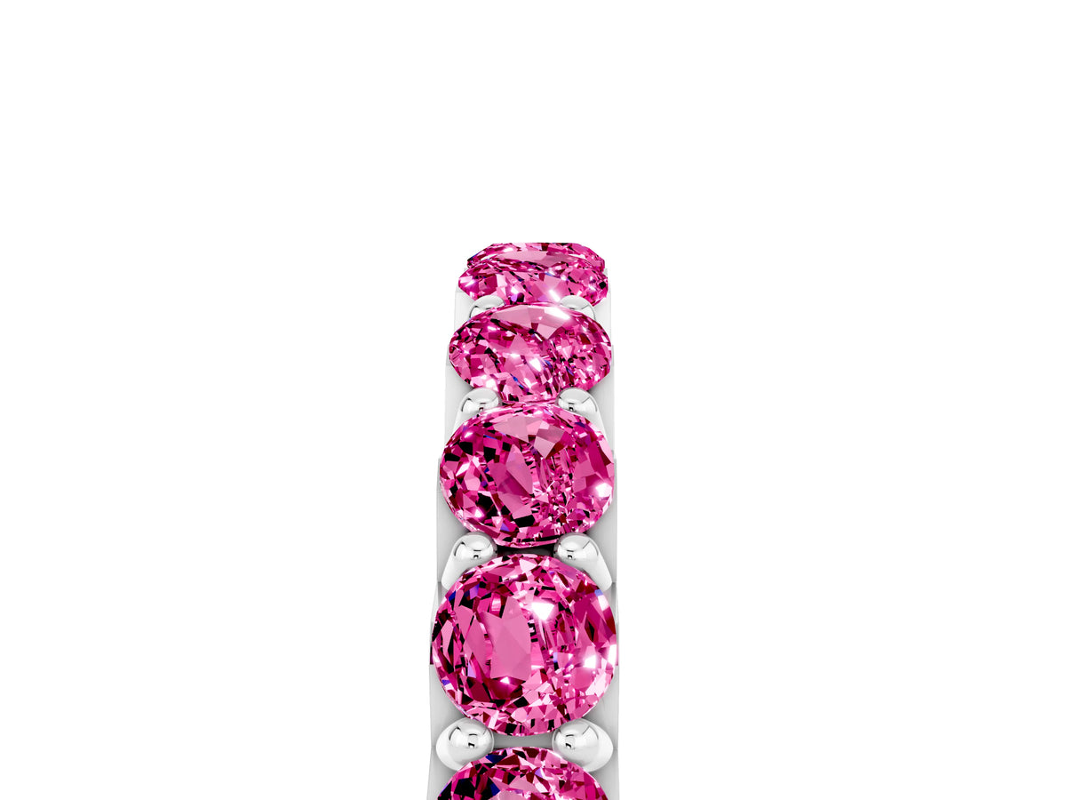 Round Pink Sapphire Polished Half Eternity Band in Platinum with Classic Prong Setting_5
