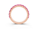 Round Pink Sapphire Polished Half Eternity Band in Rose gold with Classic Prong Setting_3
