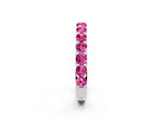 Round Pink Sapphire Polished Half Eternity Band in Silver with Classic Prong Setting_2