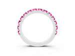Round Pink Sapphire Polished Half Eternity Band in Silver with Classic Prong Setting_3