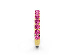 Round Pink Sapphire Polished Half Eternity Band in Yellow gold with Classic Prong Setting_2