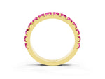 Round Pink Sapphire Polished Half Eternity Band in Yellow gold with Classic Prong Setting_3