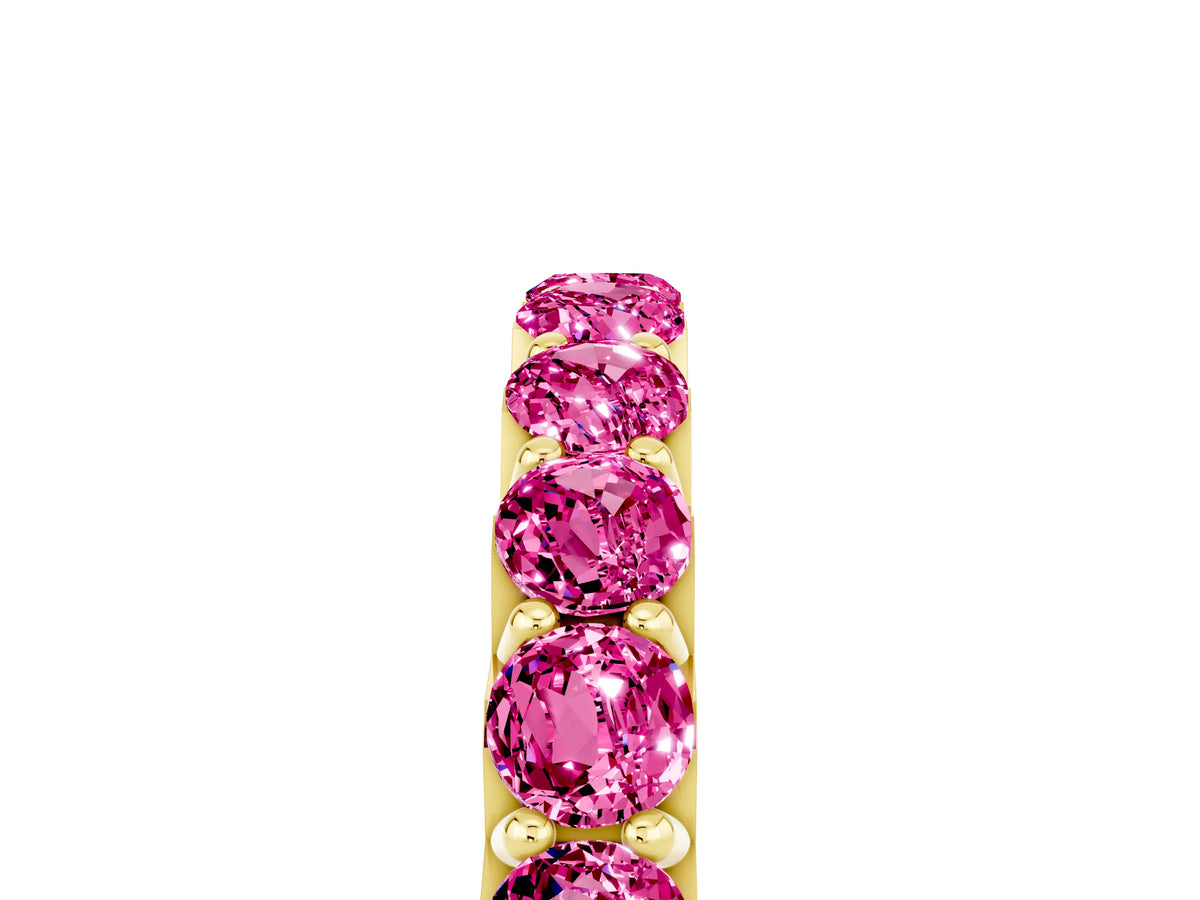 Round Pink Sapphire Polished Half Eternity Band in Yellow gold with Classic Prong Setting_5