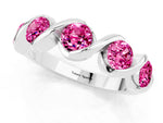 Round Pink Sapphire Wave Band in White gold with Channel Setting and Shared Prongs_1