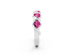 Round Pink Sapphire Wave Band in White gold with Channel Setting and Shared Prongs_2