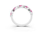 Round Pink Sapphire Wave Band in White gold with Channel Setting and Shared Prongs_3