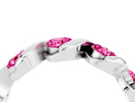 Round Pink Sapphire Wave Band in White gold with Channel Setting and Shared Prongs_4