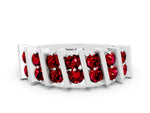 Round Ruby Anniversary Band in Platinum with Channel Setting and Vertical Prongs