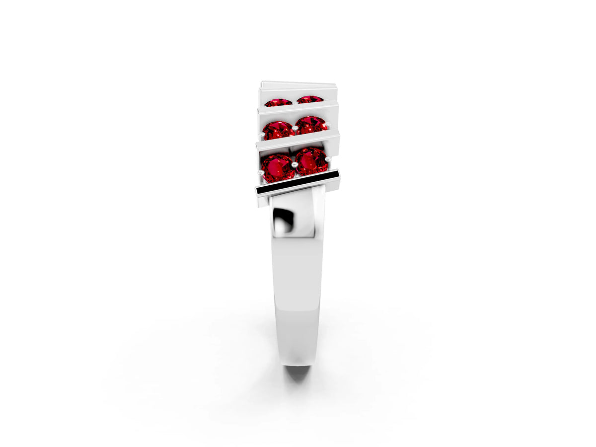 Round Ruby Anniversary Band in Platinum with Channel Setting and Vertical Prongs_2