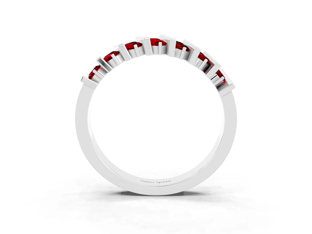 Round Ruby Anniversary Band in Platinum with Channel Setting and Vertical Prongs_3
