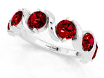 Round Ruby Half Eternity Band in Platinum with Wave Prong Setting_1