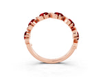 Round Ruby Half Eternity Band in Rose gold with Wave Prong Setting_3