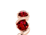 Round Ruby Half Eternity Band in Rose gold with Wave Prong Setting_5