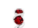 Round Ruby Half Eternity Band in Silver with Wave Prong Setting_5