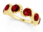 Round Ruby Half Eternity Band in Yellow gold with Wave Prong Setting_1