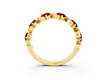 Round Ruby Half Eternity Band in Yellow gold with Wave Prong Setting_3