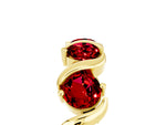 Round Ruby Half Eternity Band in Yellow gold with Wave Prong Setting_5