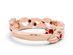 Round Ruby Leaf Motif Eternity Band in Rose gold with Bezel Setting