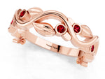 Round Ruby Leaf Motif Eternity Band in Rose gold with Bezel Setting_1