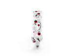 Round Ruby Leaf Motif Eternity Band in Silver with Bezel Setting_2