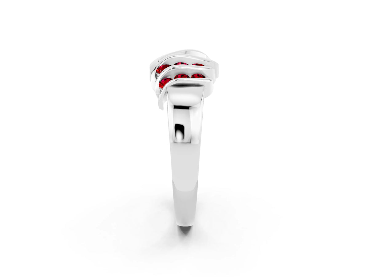 Round Ruby Multi-Row Crossover Band in Platinum with Polished Curves_2