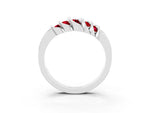 Round Ruby Multi-Row Crossover Band in Platinum with Polished Curves_3