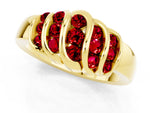 Round Ruby Multi-Row Crossover Band in Yellow gold with Polished Curves_1