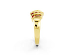 Round Ruby Multi-Row Crossover Band in Yellow gold with Polished Curves_2