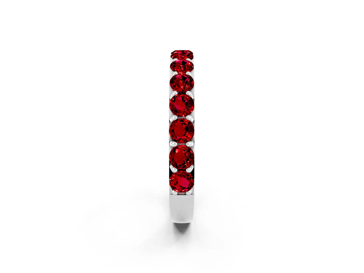 Round Ruby Polished Half Eternity Band in Platinum with Classic Prong Setting_2