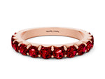 Round Ruby Polished Half Eternity Band in Rose gold with Classic Prong Setting