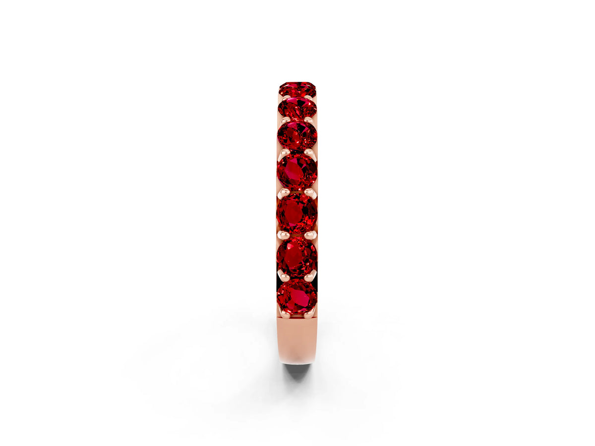 Round Ruby Polished Half Eternity Band in Rose gold with Classic Prong Setting_2