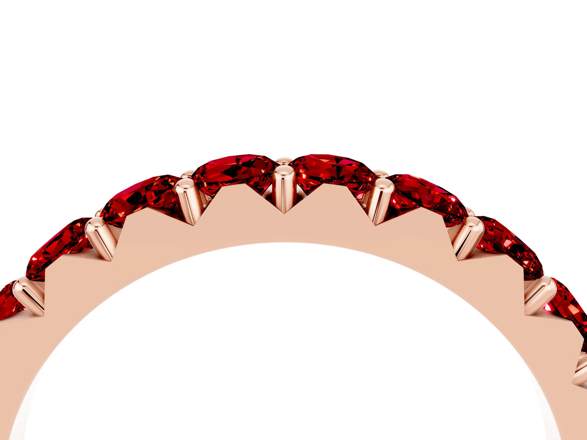Round Ruby Polished Half Eternity Band in Rose gold with Classic Prong Setting_4