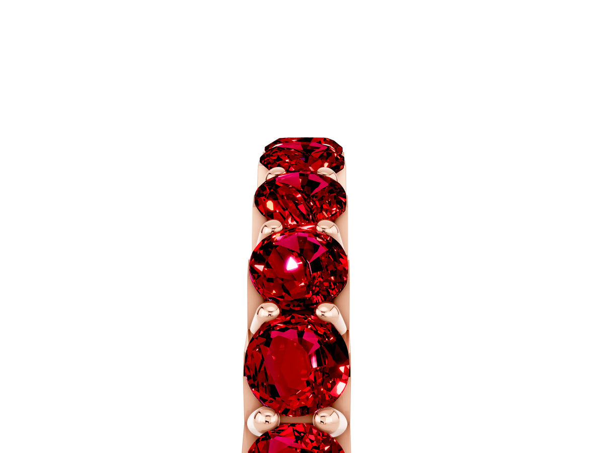 Round Ruby Polished Half Eternity Band in Rose gold with Classic Prong Setting_5