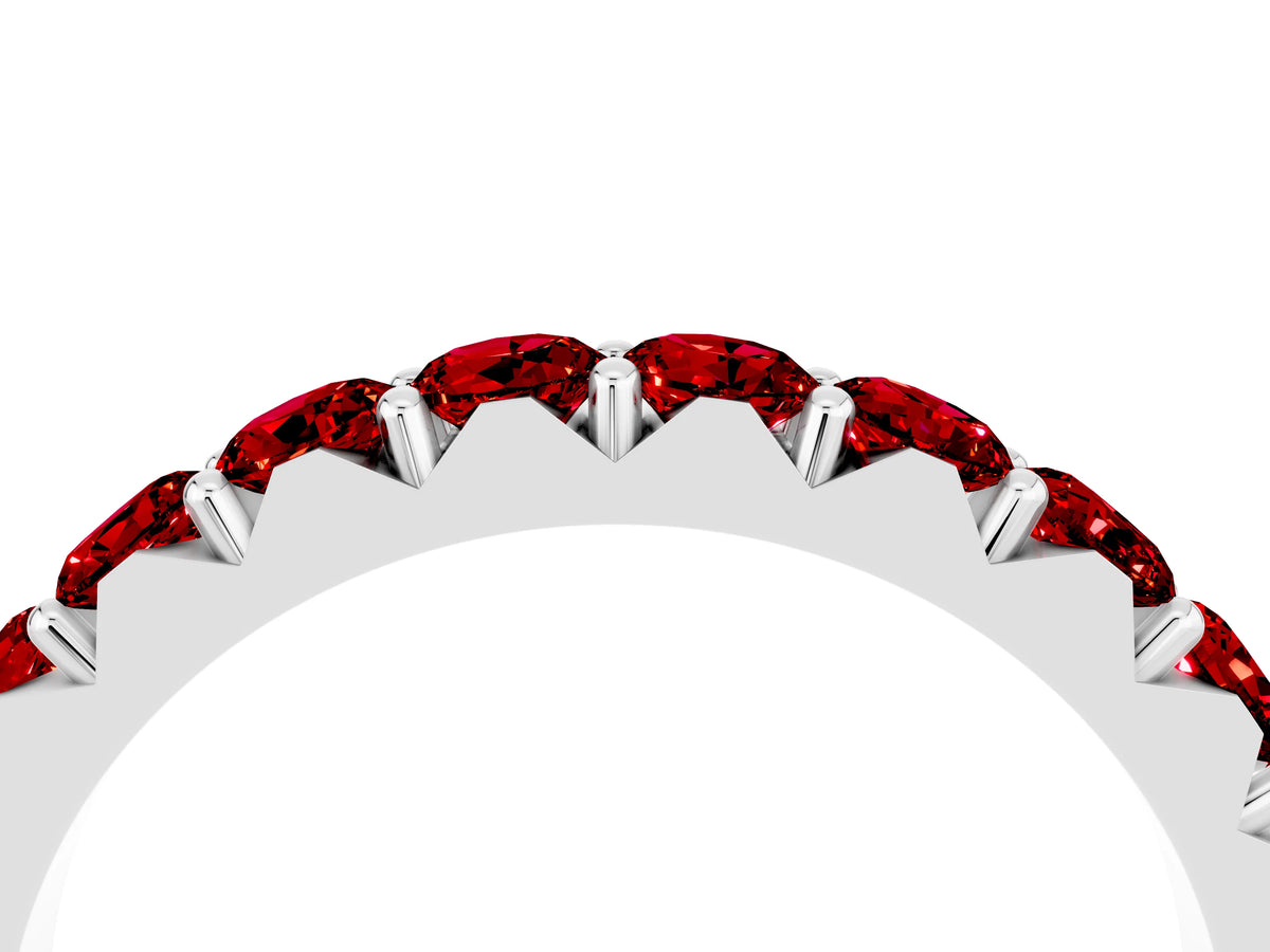 Round Ruby Polished Half Eternity Band in White gold with Classic Prong Setting_4