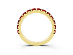 Round Ruby Polished Half Eternity Band in Yellow gold with Classic Prong Setting_3