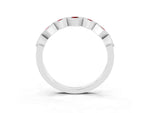 Round Ruby Square Bezel Chevron Band in Platinum with Milgrain Detailing_3