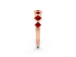 Round Ruby Square Bezel Chevron Band in Rose gold with Milgrain Detailing_2