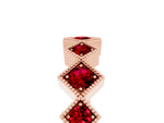 Round Ruby Square Bezel Chevron Band in Rose gold with Milgrain Detailing_5