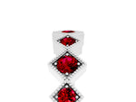 Round Ruby Square Bezel Chevron Band in Silver with Milgrain Detailing_5