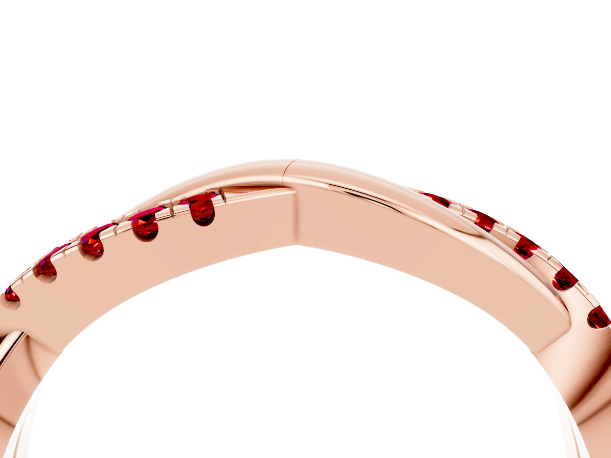 Round Ruby Twisted Infinity Band in Rose gold with Prong Setting_4