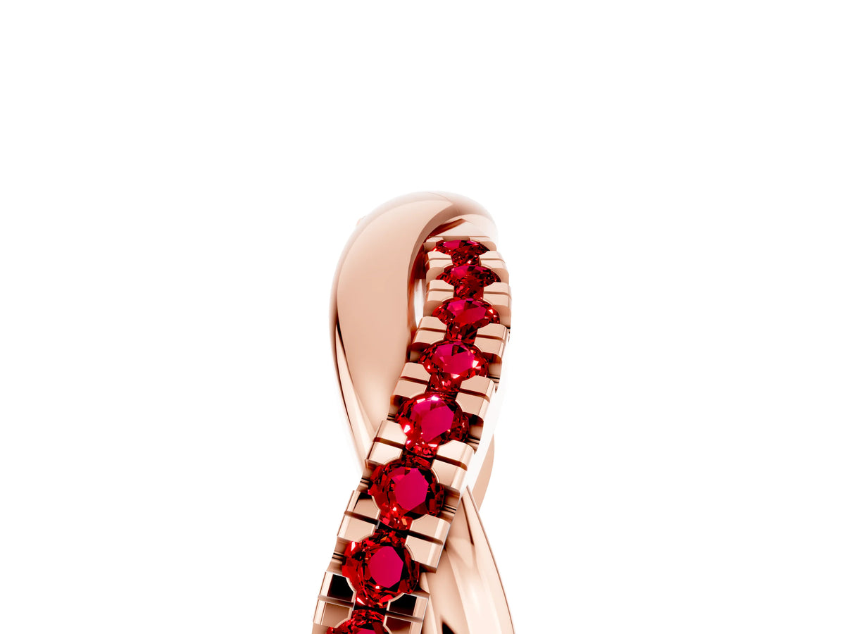Round Ruby Twisted Infinity Band in Rose gold with Prong Setting_5