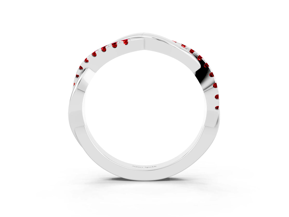 Round Ruby Twisted Infinity Band in White gold with Prong Setting_3
