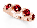 Round Ruby Wave Band in Rose gold with Channel Setting and Shared Prongs_1
