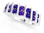 Round Tanzanite Anniversary Band in White gold with Channel Setting and Vertical Prongs_1