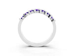 Round Tanzanite Anniversary Band in White gold with Channel Setting and Vertical Prongs_3