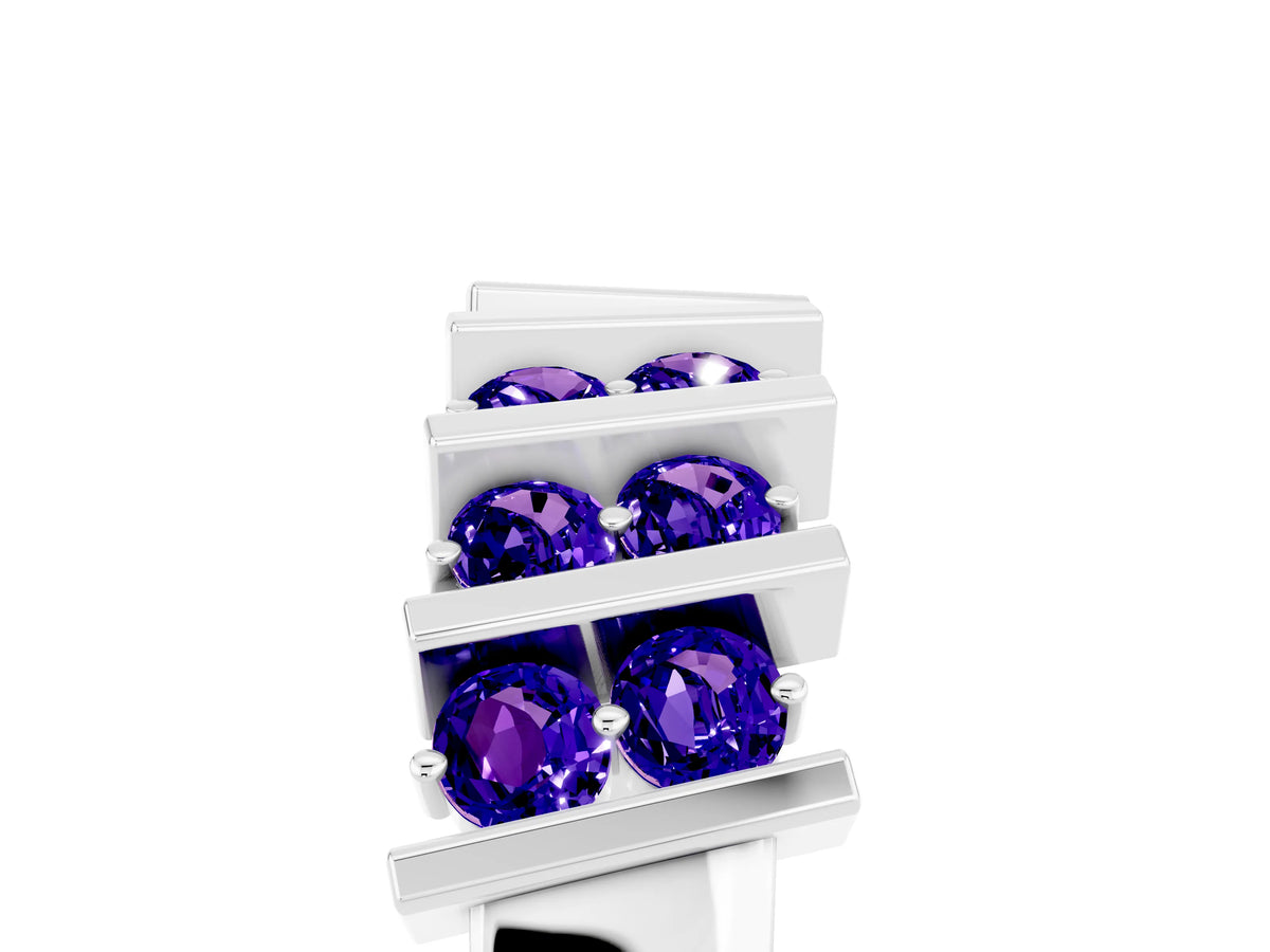 Round Tanzanite Anniversary Band in White gold with Channel Setting and Vertical Prongs_5