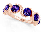 Round Tanzanite Half Eternity Band in Rose gold with Wave Prong Setting_1