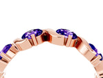 Round Tanzanite Half Eternity Band in Rose gold with Wave Prong Setting_4