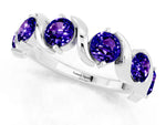 Round Tanzanite Half Eternity Band in Silver with Wave Prong Setting_1