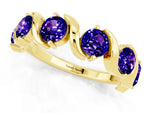 Round Tanzanite Half Eternity Band in Yellow gold with Wave Prong Setting_1